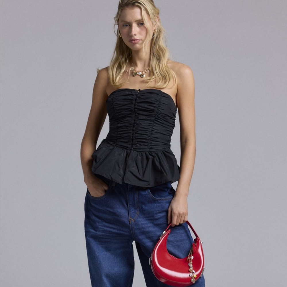 Kimchi Blue Adeline Peplum Bow Back Tube Top